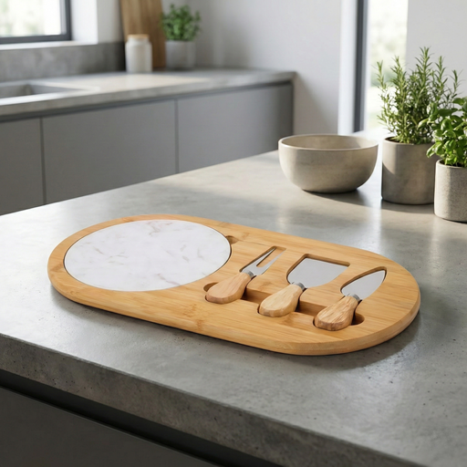 [003031-01] Tabla de queso con 3 utensilios de corte