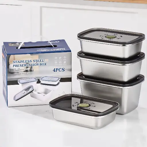 [003113-01] Contenedor acero inoxidable 4 piezas