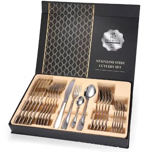 [2869-01] JUEGO DE CUBIERTOS 24 PIEZAS CON ESTUCHE PLATEADO